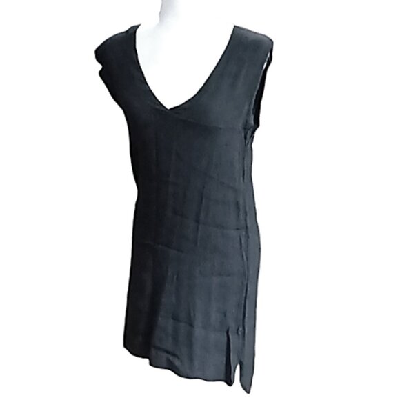 Kosmika Black Sleeveless V-Neck Dress Made in Italy 100% Viscose Size Small - Picture 1 of 5